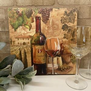 Wine Lovers Artwork on Canvas, 11.5" Square